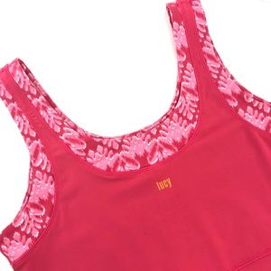 Lucy Tops - Lucy Coral Scoop Neck Yoga Workout Long Tank Lucy Tops - Lucy Coral Scoop Neck Yoga Workout Long Tank